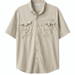 Columbia PFG Fishing Shirt Khaki 3XL Vented Short Sleeve Button Down